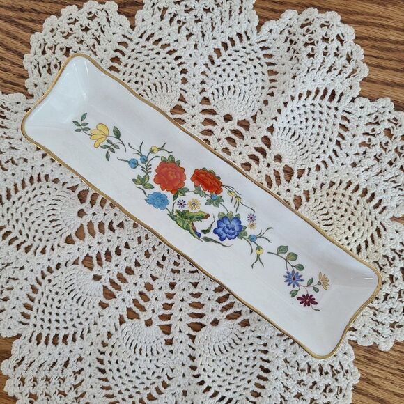Aynsley England Mint Tray 8-1/4" Fine English Bone China Famille Rose Pattern - Picture 1 of 15